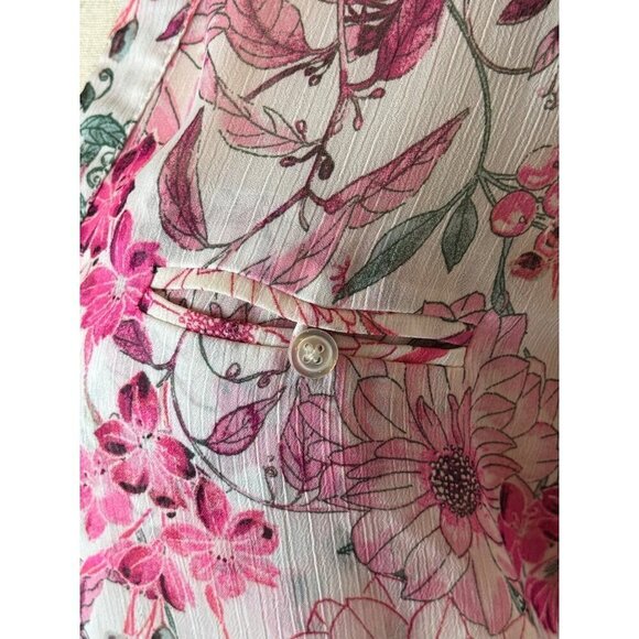 Kut From The Kloth Shirt Women XS‎ Pink Floral Sheer Jasmine Chiffon Button Down - Picture 8 of 14